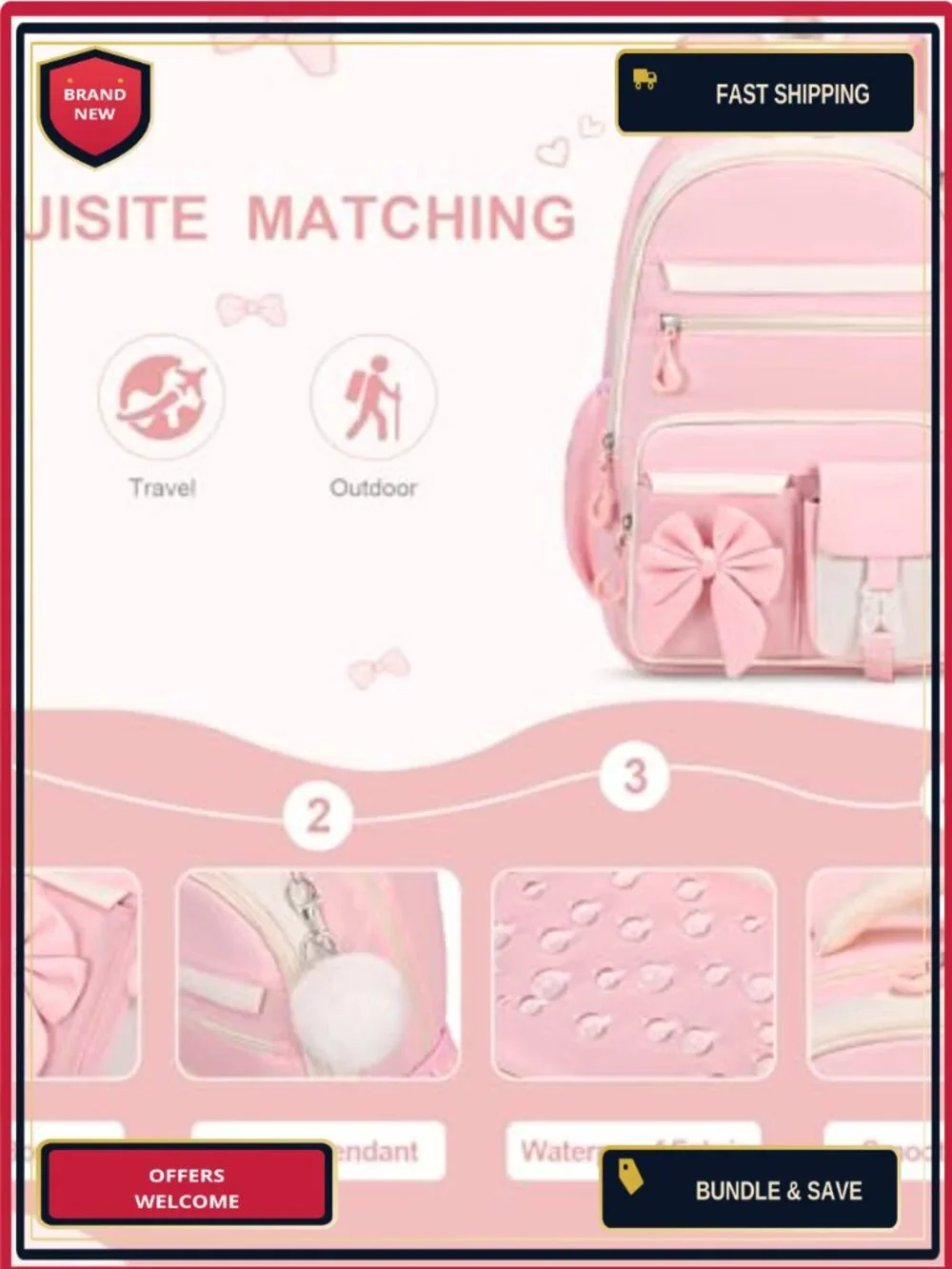 Kids Backpack Set with Lunch Bag and Pencil Case Waterproof